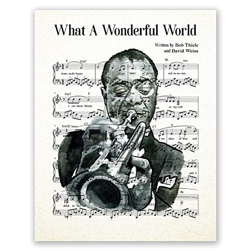 AtoZStudio Louis Armstrong Poster // Jazzmusik Porträt // Home Decor Print // Schwarz-Weiß Illustration // Legend Jazz // Bild (20,3 x 25,4 cm) von AtoZStudio