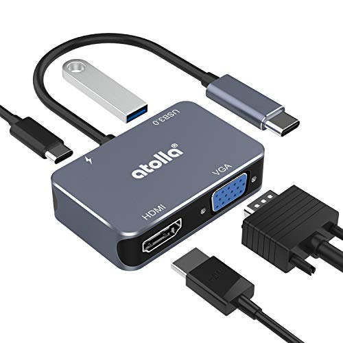 Atolla USB-C-Hub, Adapter USB C auf HDMI UHD mit HDMI-Anschluss 4K @ 30 Hz + VGA 1080P + USB 3.0 + PD 60 W für MacBook air/MacBook Pro 2019/2018 und USB Typ C Peripheriegeräte.. Atolla USB-C-Hub, Adapter USB C auf HDMI UHD mit HDMI-Anschluss 4K @ 30 Hz + VGA 1080P + USB 3.0 + PD 60 W für MacBook air/MacBook Pro 2019/2018 und USB Typ C Peripheriegeräte.. von atolla