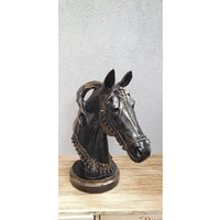 Dekorative Pferdestatue, Lucky Horse Head Statue Figur, Schwarze Pferdeskulptur, Wohndekoration, Pferdefigur, Gartenstatue von AtolyeDreamArt