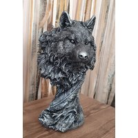 Dekorative Wolf-statue, Schwarzer Wolf-Skulptur, Bürodekor, Einweihungsgeschenk, Wolfsstatue, 11.81 "', Halloween-Geschenk, Personalisierte Geschenke von AtolyeDreamArt