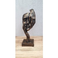 Einzelgesichtsmaske, Skulptur Statue, 9, 45 Zoll, Homedecor, Blaue Statuen, Handgefertigtes Geschenk, Custom Skulptur, Statue Gesicht, Büste von AtolyeDreamArt