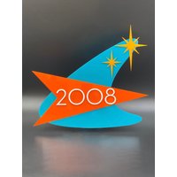 Mid Century Modern "Atomic Boomerang" Adressschild | Moderne Hausnummern Familiennamen Schild Retro Kunst Atomic Avocado Designs® von AtomicAvocadoDesigns