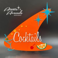 Mid Century Modern "Atomic Cocktails" Schild | Wohnzimmer Wandkunst Retro-Bar Fröhliche Stunde Atomic Avocado Designs® von AtomicAvocadoDesigns