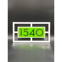"Mid Century Modern "Breeze Block" Adressschild | Moderne Hausnummern Atomic Avocado Designs® von AtomicAvocadoDesigns