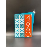"Mid Century Modern "Breeze Block" Adressschild | Moderne Hausnummern Breeze Blocks Palm Springs-stil Atomic Avocado Designs® von AtomicAvocadoDesigns
