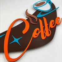 Mid Century Modern "Cosmic Coffee" Schild | Retro Dekor Kaffee-Bar Cafe Wandkunst Atomic Avocado Designs® von AtomicAvocadoDesigns