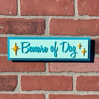 Mid Century Modern "Beware Of Dog" Schild | Vintage-stil Wandkunst Retro Dekor Atomic Avocado Designs® von AtomicAvocadoDesigns