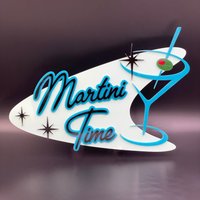 Mid Century Modern "Martini Time" Schild | Cocktaillounge Happy Hour Bar Wandkunst Retro Dekor Atomic Avocado Designs® von AtomicAvocadoDesigns