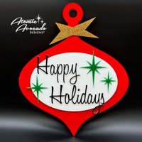 Mid Century Modern Türschild "Urlaub Ornament" | Retro Urlaub Dekor Große Weihnachtsanhänger Vintage-stil |Atomic Avocado Designs® von AtomicAvocadoDesigns