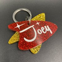 Mid Century Modern Haustiermarke | Personalisierte Hundemarke Bumerang Funkeln Upgrade Graviertes Hundehalsband Id Atomic Avocado Designs® von AtomicAvocadoDesigns