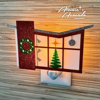 Mid Century Modern Nachtlicht | "Weihnachtsausgabe "Ferienhaus" Retro Weihnachten Putz-stil Schmetterlingshaus |Atomic Avocado Designs® von AtomicAvocadoDesigns
