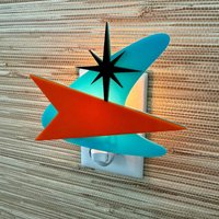 Mid Century Modern Nachtlicht Retro Atomic Bumerang von AtomicAvocadoDesigns