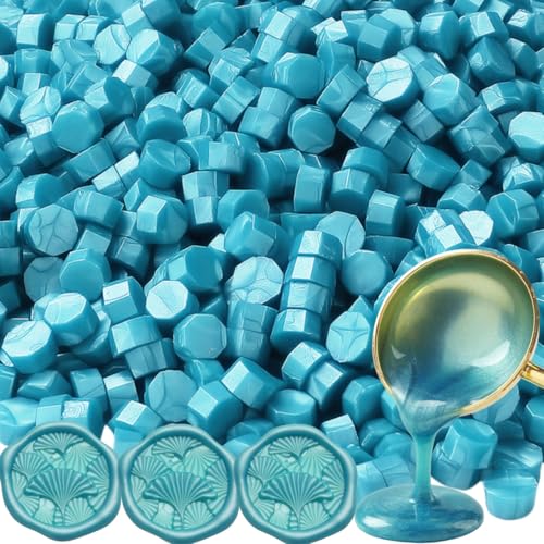 Blaue Wachssiegelperlen, 400 Stück, Siegelwachsperlen, achteckige Wachssiegelperlen, Siegelwachsperlen-Set für Wachssiegelstempel, Geschenkverpackung, Briefversiegelung (400, blau) von Atopbb