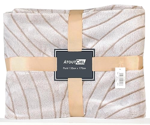 Atout Ciel Gemusterte Decke, 130 x 170 cm, Polyester, Taupe von Atout Ciel