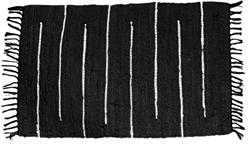 Atout Ciel Rechteckiger Teppich aus Baumwolle mit Fransen, Schwarz, 60 x 90 cm von Atout Ciel