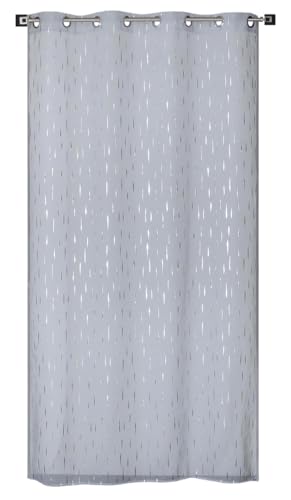 Atout Ciel Vorhang, Bedruckt, silberfarben, mit Ösen, 140 x 240 cm, fertig zum Aufhängen, Grau von Atout Ciel