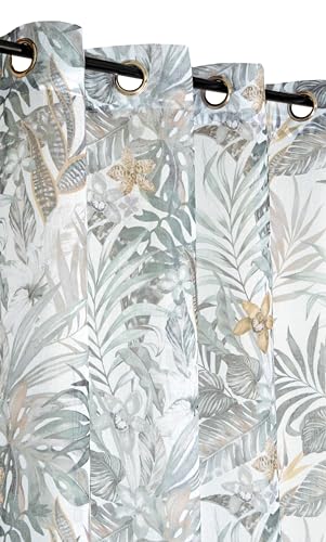 Atout Ciel Vorhang, Bedruckt, tropisch, mit Ösen, 140 x 240 cm, fertig zum Aufhängen, Khaki von Atout Ciel