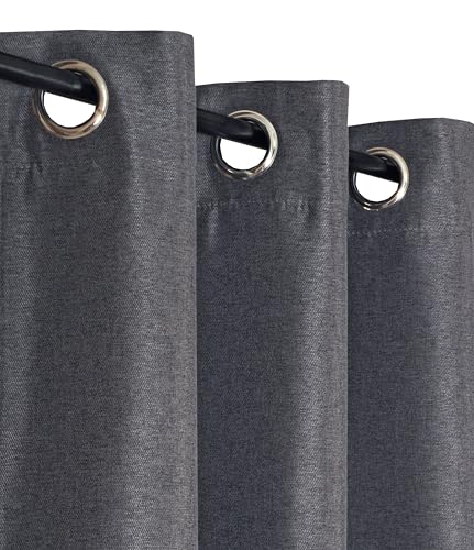 Atout Ciel Vorhang mit Ösen, 140 x 240 cm, aufhängfertig, Anthrazit meliert von Atout Ciel