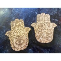Hamsa Hand Of Fatima Evil Eye Untersetzer Aus Holz von AtriCreations