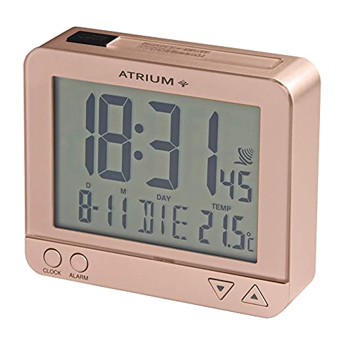 Atrium Funkwecker Digital Quarz sensorgesteuertes Nachtlicht Beleuchtung mit Obenabsteller Datum und Temperatur Anzeige Rosegold A760-17 von Atrium