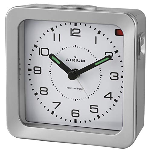 Atrium Funkwecker Analog Quarz ohne Ticken mit Licht und Snooze Leuchtzeiger Silber A660-19 von Atrium