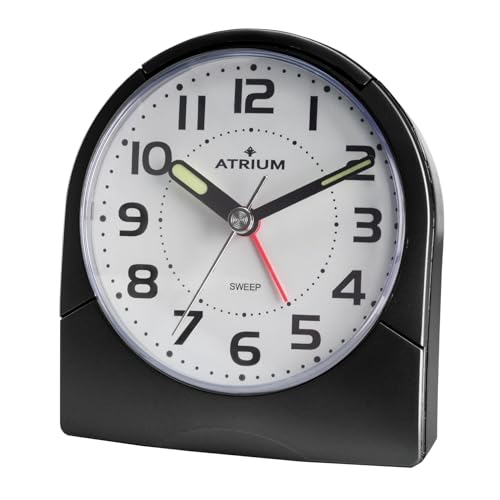 Atrium Klassischer Wecker Analog Quarz ohne Ticken mit Licht und Snooze Leuchtzeiger schwarz A218-7 von Atrium