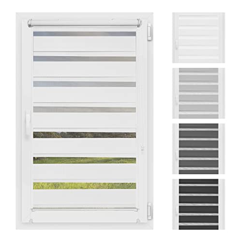 Atrium - Doppelrollo I Ohne Bohren I Duo Rollo für Fenster I Fensterrollo Tag und Nacht I Einfache Montage Easy-Click I Sonnenschutz I Universalgriffe I Multi-Stop Funktion I 100 x 150 cm - Weiß von Atrium