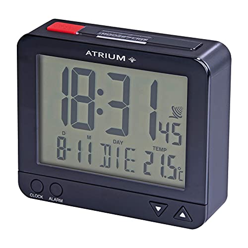 Atrium Funkwecker Digital Quarz sensorgesteuertes Nachtlicht Beleuchtung mit Obenabsteller Datum und Temperatur Anzeige Blau Metallic A760-5 von Atrium