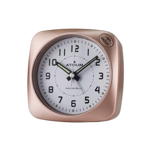 Atrium Funkwecker Analog Quarz ohne Ticken große Zahlen sehr deutlich mit Licht und Snooze rosé A610-17 von Atrium