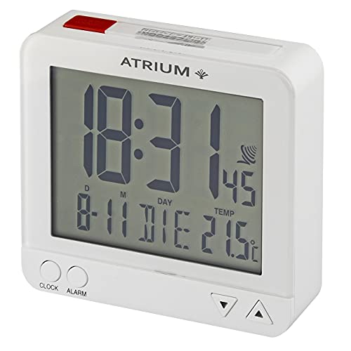 Atrium digitaler Funk-Wecker LCD sensorgesteuerte Nachtlicht-Funktion Schlummer-Funktion Obenabsteller Reise-Wecker weiß/rot A740-0 von Atrium