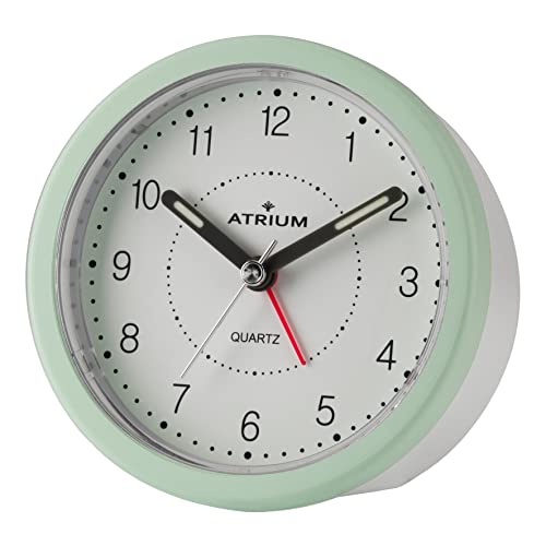 Atrium moderner Design Wecker Analog Quarz ohne Ticken mit Licht und Snooze Weiß Mintgrün Rund A260-3 von Atrium