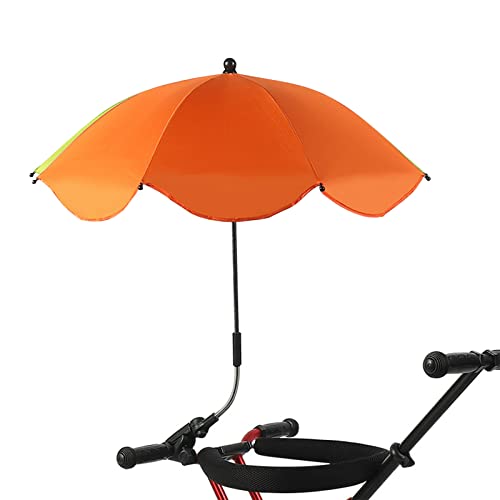 Atrusu Kinderwagen-Sonnenschirm, Universal-Regenschirm mit Klemme, Wasserdichter Kinderwagen-Regenschirm, Sonnenschutz-Verdunkelungsschirm für Kinderwagen, Rollstuhl. (Orange) von Atrusu