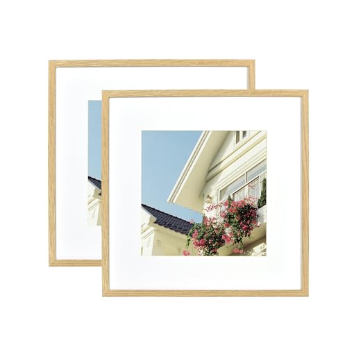 Atryinous Bilderrahmen 30x30 Schwarz Holz Rahmen mit Acrylglas Mit Passepartouts für 20x20cm Fotos zum senkrechten oder Aufhängen Fotos/Plakate/Collagen 2er pack von Atryinous