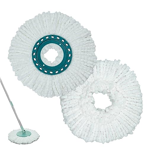 Atsmoce® 2 Stück Ersatzkopf Disc Mop, Wischmopp Ersatz, kompatibel für Leifheit Clean Twist Disc Mop Systèmes, Wasser- und Schmutzaufnahme, geeignet für alle Bodenarten Geeignet, leicht austauschbar von Atsmoce