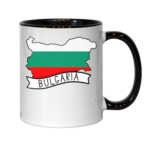 Atspauda Bulgarien Landkarte Flagge Grafik Keramik Tee Kaffee Tasse Schwarz von Atspauda
