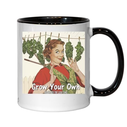 Atspauda Grow Your Own Weed And Harvest Good Times Lustiges Poster Keramik Tee Kaffee Tasse Schwarz von Atspauda
