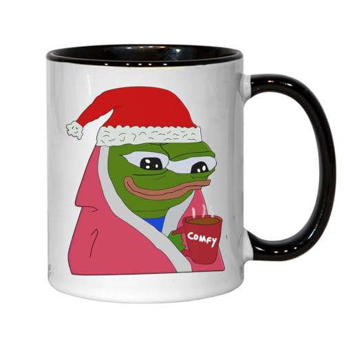 Atspauda Holiday Christmas Pepe Comfy Cocoa Keramik Tee Kaffee Tasse Schwarz von Atspauda