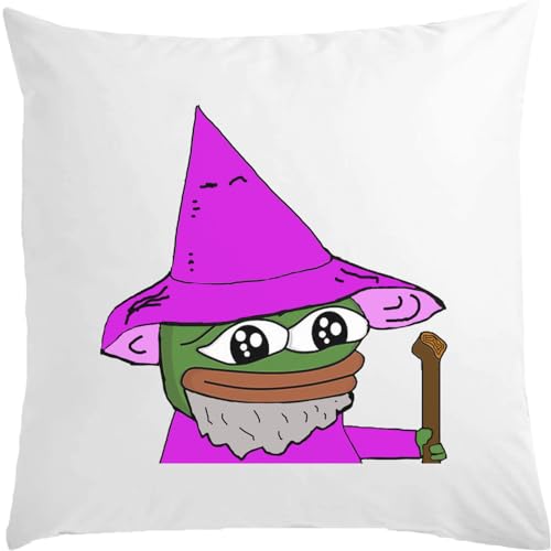 Atspauda Pepe the Wizard Meme Art Kissen, 40 x 40 cm, mit Füllung, Weiß von Atspauda