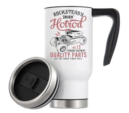 Atspauda Rocksteady Smokin Hotrod Thermo-Kaffeebecher, 480 ml, Weiß von Atspauda