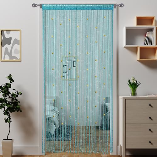 Atsweetlife Perlenvorhang, Türvorhang, Perlenvorhänge, hängende Raumteiler, Perlendekoration, Hippie-Glitzer-Fransen-Panel, Schrank, Fenster, Türen, Pailletten, Boho-Türen, Quaste (blau) von Atsweetlife
