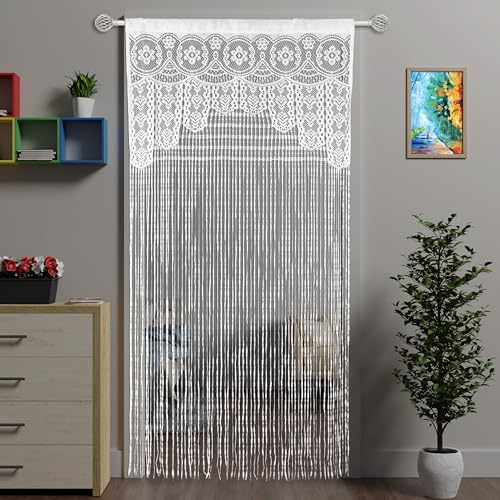 Atsweetlife Spitzentürvorhang für Türen, böhmische Vorhänge, Fenster, Wandschrank, Schlafzimmer, Küche, Hippie, hängende Paneele, Boho-Raumteiler, Mädchen, Kinder (Weiß, 99 x 200 cm) von Atsweetlife