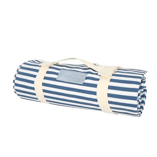 Attent Commerce Picknickdecke mit Streifen Blau und Weiß wasserabweisend robust waschbar Familien Picknick Strand Outdoor 150 x 200 cm von Attent Commerce