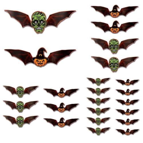 12/24 Stück große, fliegende Halloween-3D-Fledermaus-Dekorationen, 3D-Fledermaus-Design, LED-Dekoration, Halloween-Dekorationen im Freien, Halloween, 3D-beleuchtete Fledermäuse, gruselige Fledermäuse 12/24 Stück große, fliegende Halloween-3D-Fledermaus-Dekorationen, 3D-Fledermaus-Design, LED-Dekoration, Halloween-Dekorationen im Freien, Halloween, 3D-beleuchtete Fledermäuse, gruselige Fledermäuse von Atthatmmt