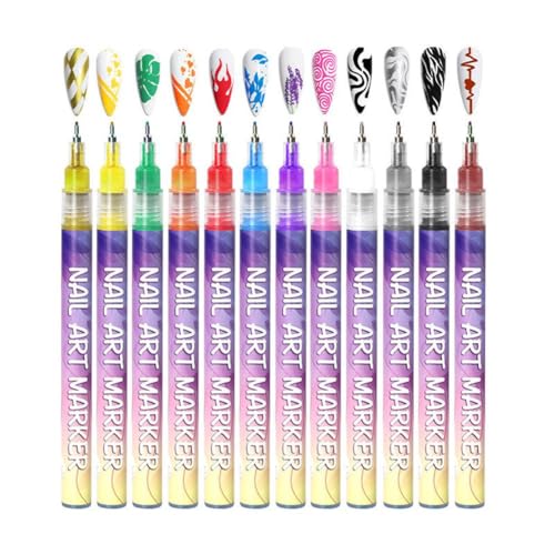 Atthatmmt Nail Drawing Graffiti Pen 0.5mm Quick-Drying Waterproof Fine Tip Nail Decoration Tool Pen Set Professional Nail von Atthatmmt