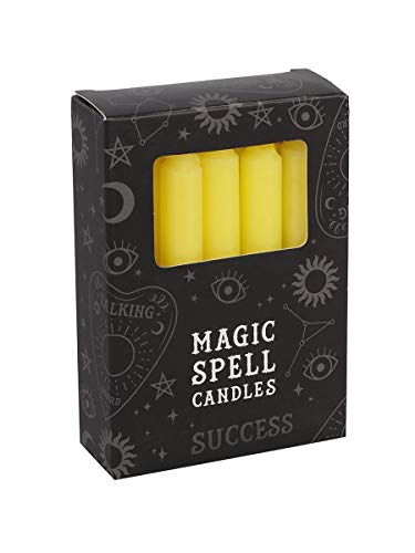 Spirit of Equinox Magic Spell-Success Kerzen, 10 cm, 10,3 x 7,3 x 2,5 cm, Gelb, 12 Stück von Grindstore