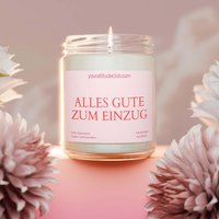 Alles Gute Zum Einzug - Duftkerze Im Glas | Geschenk Einzug, Einweihungsgeschenk, Mitbringsel Neue Wohnung, Personalisierte Umzugskerze von AttitudeClub