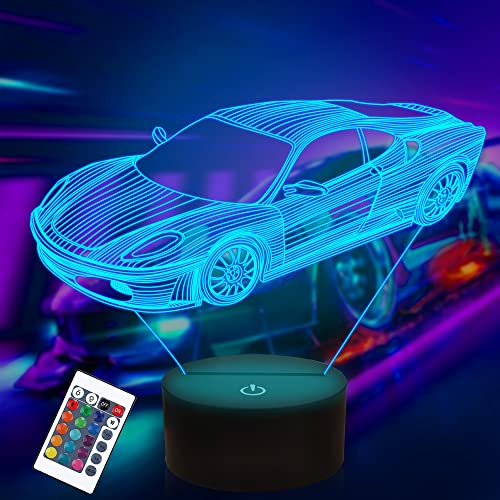 Attivolife Auto 3D Geschenke Lampe, Rally Vehicles Illusion Optisches Nachtlicht 16 Farbwechsel mit Fernbedienung, Kinderzimmer Dekor Geburtstagsgeschenk Geschenk für Sport Rennfahrer Jungen Männer von Attivolife