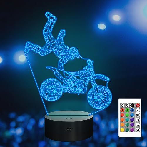 Attivolife Nachtlicht für Kinder, 3D-Nachttischlampe, 16 Farbwechsel mit Fernbedienung + Timing + Dimmer, bestes Weihnachts-Halloween-Geburtstagsgeschenk für Kleinkinder Jungen Kinder (Motorcycle2) von Attivolife