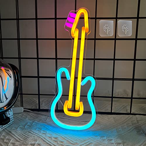 Attivolife Neonschild in Gitarrenform, Beste LED-Neonlampe aus Acryl mit USB für Kunstwand im Schlafzimmer Musikstudio Weihnachten Hochzeit Party Gitarrenliebhaber Heimdekorationsgeschenke von Attivolife
