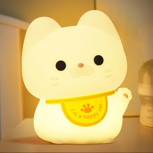 Attivolife Niedliche Katze Nachtlicht für Kinder, Tier Kitty Silikon Touch LED-Lampe mit dimmbaren Timer, Kleinkind Fütterung Schlafzimmer Nachttisch Dekoration Geburtstag Weihnachten Geschenke von Attivolife